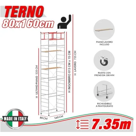 Trabattello TERNO-1 Altezza lavoro 7,35 metri