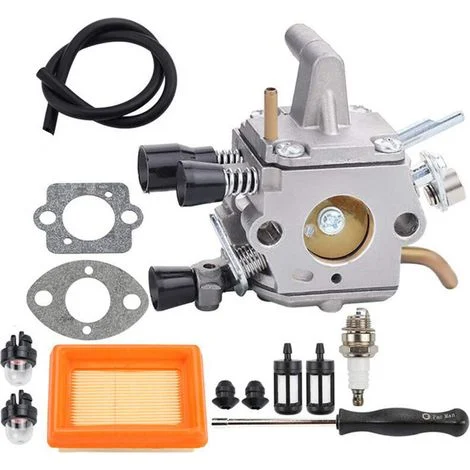 Kit carburatore per FR450 e FR480, adatto per FS120, FS200, FS250, FS300 e FS350, codice articolo 4134 120 0653, comprensivo di cacciavite, guarnizione della candela e tubo flessibile.