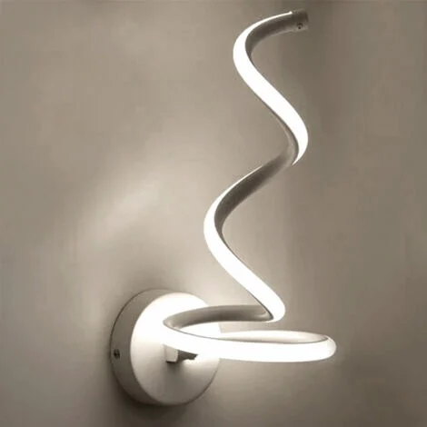 APPLIQUE LAMPADA DA PARETE A SPIRALE PER INTERNO LED LUCE FREDDA 6500K 12W