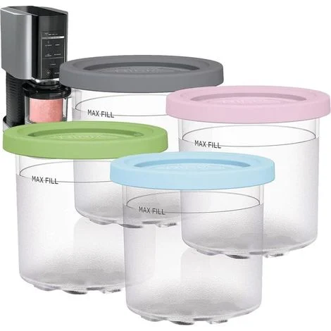 Contenitori riutilizzabili per gelatiera Ninja – Set di 4 vaschette in plastica resistenti da 1 pinta, compatibili con i modelli NC299AMZ e NC300S.