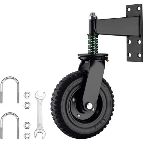 Wiltec Ruota per cancello girevole a 360°, diametro 200 mm, portata max 275 kg, ruote per cancelli pesanti, in acciaio vernicato a polvere e gomma, per cancello scorrevole e da giardino