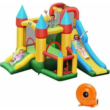 Casa Gonfiabile, Castello Gonfiabile per Bambini con 2 Scivoli, Include Piscina con Palline e Borsa di Trasporto, con Compressore 780 W
