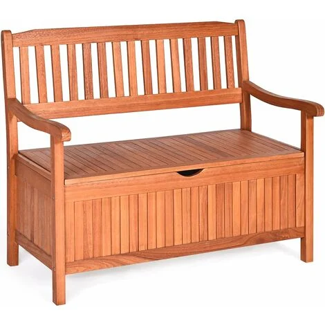COSTWAY Panchina da Giardino con Contenitore di Legno, Panca da Esterno 2 Posti con Strato Interno Impermeabile, Panchetta da Giardino Cortile Ingresso 107 x 59 x 90 cm Portata 360kg