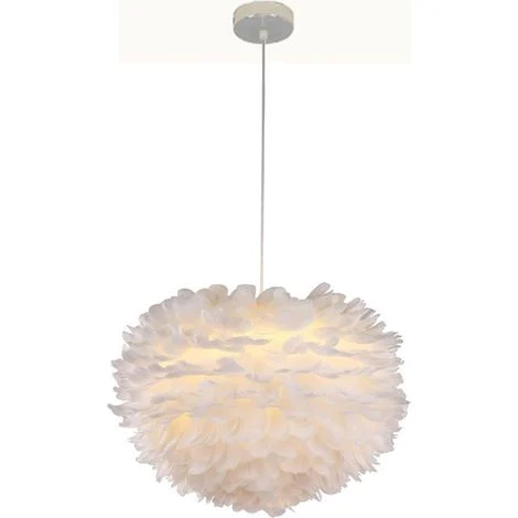 Lampada da Soffitto in Piuma di Bianco Lampadario a SospensioneE27 30cm per Camera da Letto, Soggiorno