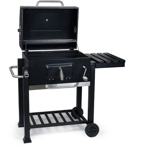 Wiltec Barbecue a carbone carrellato con coperchio termometro altezza carbone regolabile BBQ a carrello