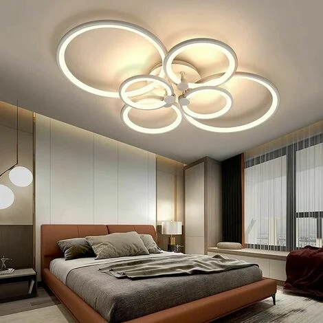 Plafoniera Led 51 W Lampadario 6 Cerchi Anelli Luce Naturale 4000k