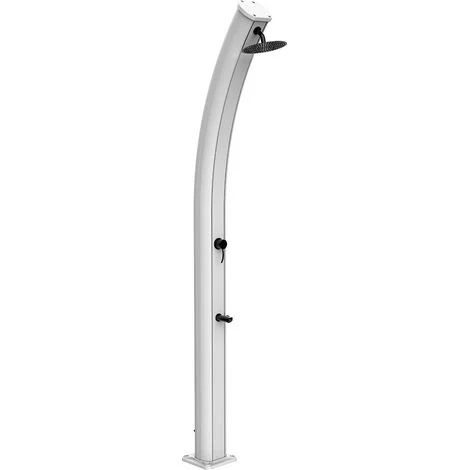 Starmatrix Doccia solare per esterno in Alluminio BIANCO RAL9003 serbatoio 35 L soffione tondo 20 cm miscelatore rubinetto lavapiedi altezza 226 cm SS0955C-WHITE SS0955