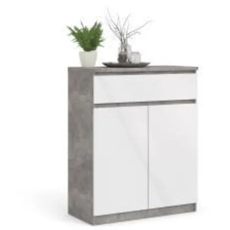 Credenza Buffet Bianco Cassetti Cemento 2 Ante Dispensa Salotto Mobile Legno