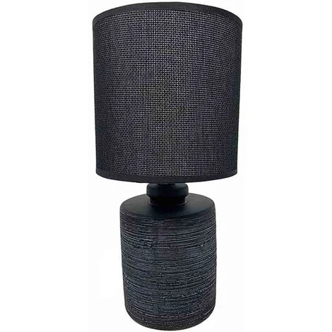 Lume in ceramica moderno base ovale lumetto da comodino attacco e14 abat jour lampada da tavolo paralume 28x13 cm nero