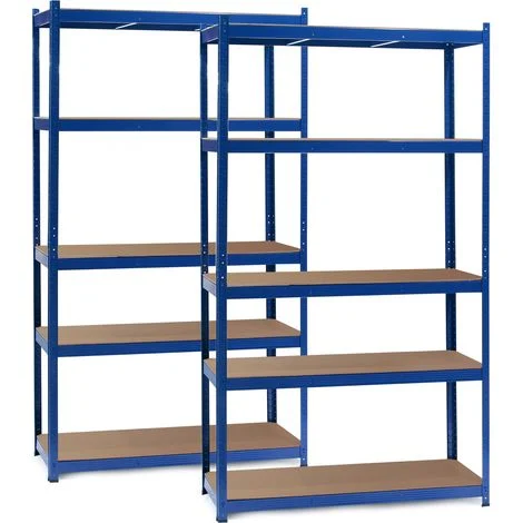 Wiltec Set 2x Scaffali a incastro per carichi pesanti Blu 100x50x200cm 5 ripiani 200kg/piano
