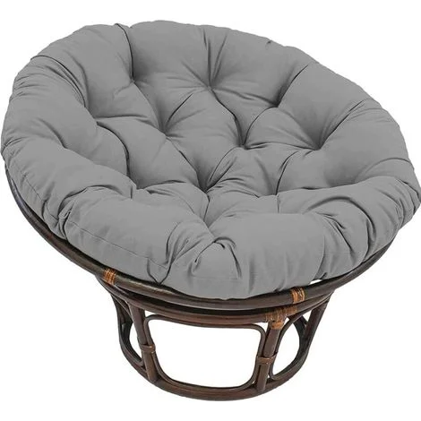 Cuscino spesso per sedia Papasan, rotondo, di ricambio per altalena da interno/esterno, grigio, 40 x 40 cm