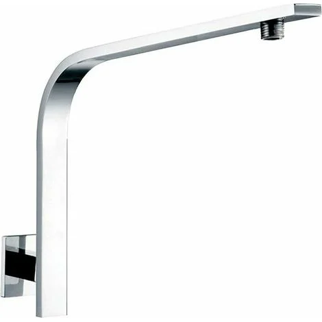 Braccio doccia quadrato in ottone massiccio – Collo d'oca – Finitura cromata a specchio – Tubo rettangolare 30x10 mm – Installazione semplice -Crezuo