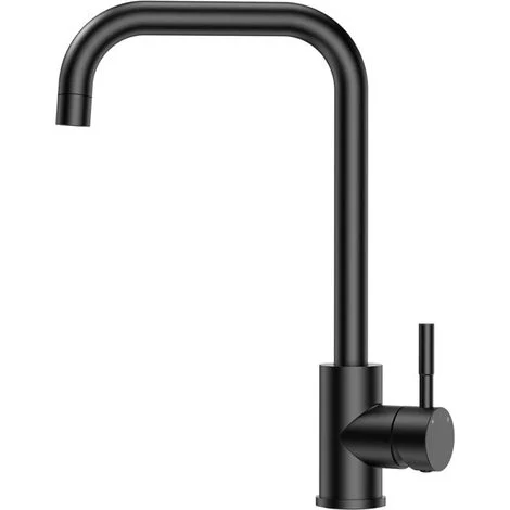 Rubinetto da cucina nero, miscelatore monocomando nero opaco, girevole a 360°, miscelatore da cucina in acciaio inox per acqua calda e fredda, rubinetto da cucina resistente alla corrosione -Crezuo