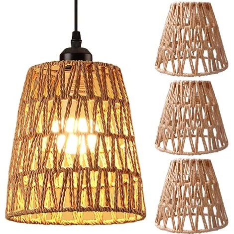 Set di 3 paralumi in rattan in stile bohémien – per piccole lampadine E27 – intrecciati a mano – plafoniera per soggiorno, sala da pranzo, bar – design a cestino vintage – paralume di ricambio