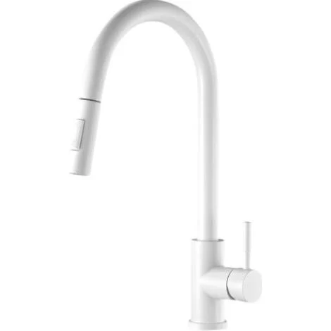 Rubinetto da cucina bianco, acqua fredda e calda, girevole, due funzioni, per lavello verdure, estensibile.