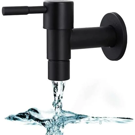 Rubinetto per mocio a parete, rubinetto per tappetino lavabo in acciaio inox, rubinetti per mocio da piscina, rubinetto per lavabo da bagno, rubinetto da esterno, rubinetto nero a parete per casa, cuc