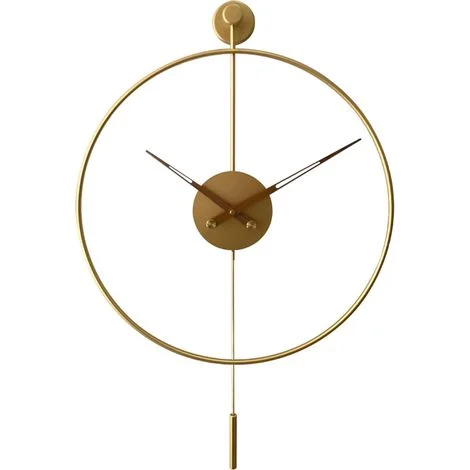 Orologio da parete decorativo con pendolo, moderno orologio da parete silenzioso in metallo senza ticchettio per soggiorno - 50 cm