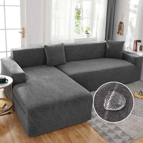 Copridivano angolare impermeabile ed elasticizzato, universale per divani a 1/2/3/4 posti (2 posti, grigio scuro)