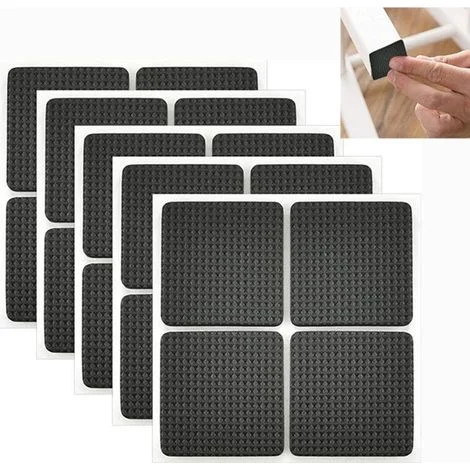 Set di 24 feltrini antiscivolo in gomma con adesivo 3M, dimensioni 4 x 4 cm, ideali per proteggere pavimenti in piastrelle e parquet, perfetti per la casa e l'ufficio.