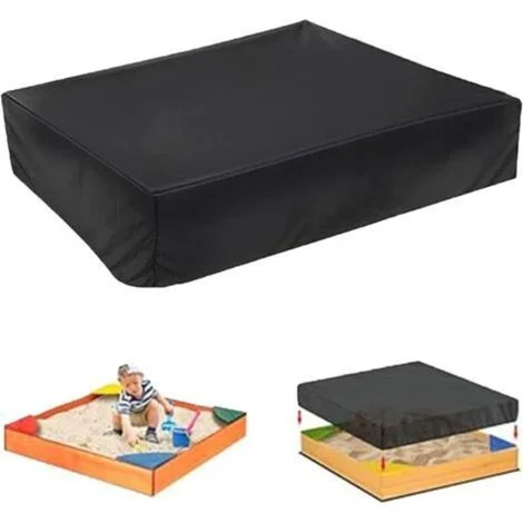 Copertura per sabbiera, copertura impermeabile per sabbiera, 150 x 150 x 20 cm, impermeabile con coulisse, tessuto Oxford, antipolvere per sabbiere, sabbiera per bambini all'aperto, nera