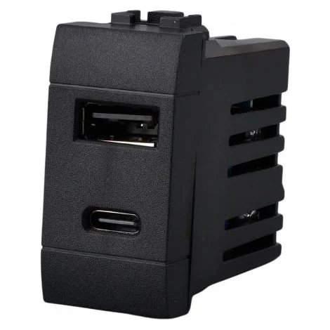 Caricatore USB A QC + USB C PD 20W MBL Nero 1M Compatibile Bticino Living International BLN3002