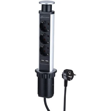 Electraline multipresa a torre 3p schuko+2 usb 62557