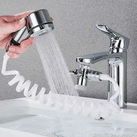 Doccia per rubinetto doccetta con tubo flessibile deviatore due vie soffione 2 modalità di getto pulsante