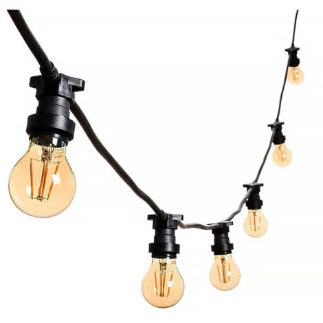 CATENA LUMINOSA LED 10M 10 PORTALAMPADA E27 PROLUNGABILE IP54 PER ESTERNI - IDEALE PER FESTE EVENTI E DECORAZIONI NATALIZIE