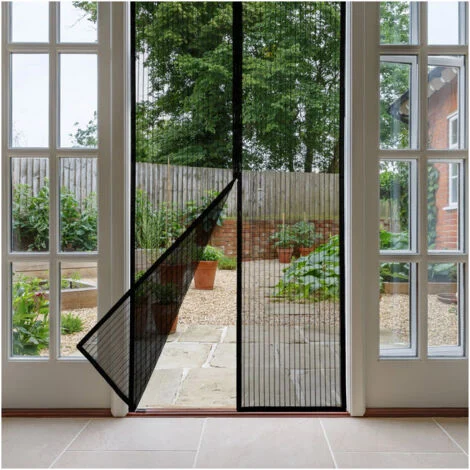 Zanzariera magnetica per porta 100x220 cm nera con 2 bandelle Vigor