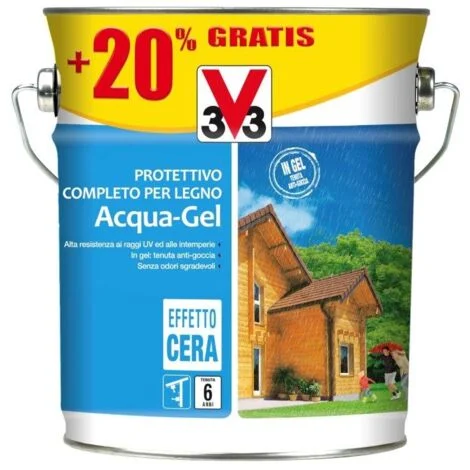 V33 Protettivo Completo Legno Acqua-Gel Colore Noce Chiaro 2,5 litri