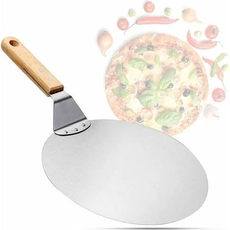 Pala per pizza in acciaio inox con manico in legno naturale – 25 cm – ideale per pietra refrattaria, forno per il pane e pasticceria.
