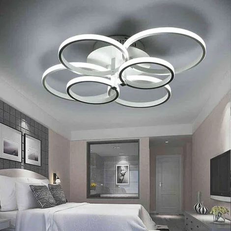 Lampadario led plafoniera moderno con 6 anelli cerchi 51 watt 2550 Lm luce fredda 6500k