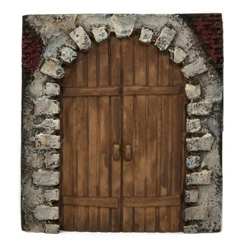 Parete con Portone e Pietre in Resina 11 cm C3047