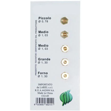 set 5 ugelli gas gpl per cucina ugello in ottone piccolo medio grande forno