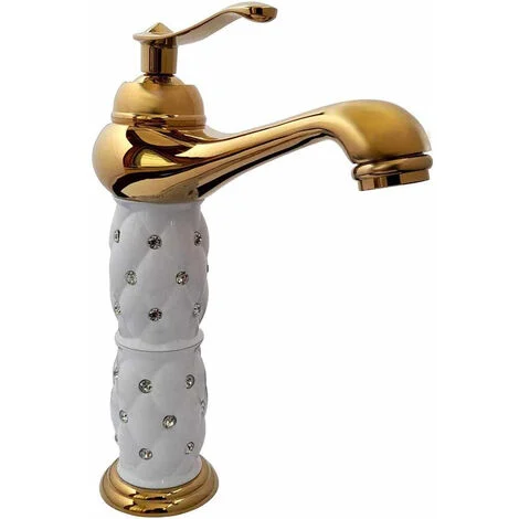 Rubinetto per lavabo con brillantini miscelatore bagno monoforo oro Alto