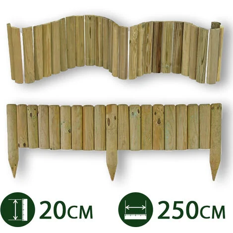 2PZ BORDURA AIUOLE FLESSIBILE LEGNO PINO IMPREGNATO Ø 5 CM 20X250 H GIARDINO
