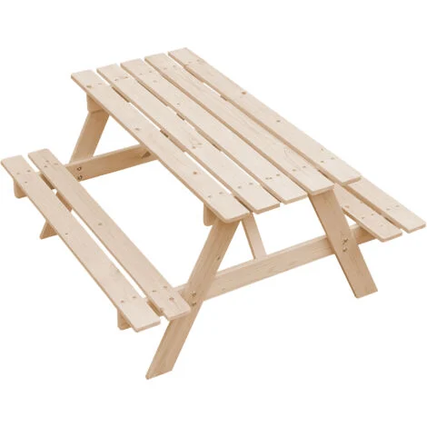 Tavolo da picnic per bambini in legno L90xL90xA50 cm -Gruppo Tavolo con panche- Timbela M018-1
