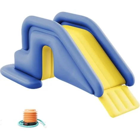 Giocattoli gonfiabili per piscina - Scivolo d'acqua gonfiabile con parete da arrampicataParco divertimenti estivo compatto per bambiniGrande parco acquatico per un divertimento sicuro (blu)
