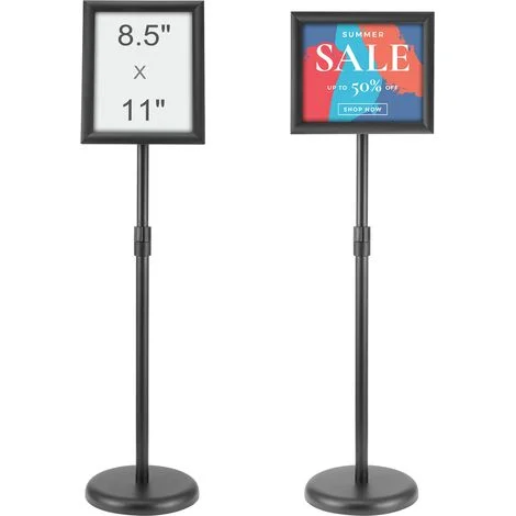 Mophorn Supporto per Insegne su Piedistallo, Supporto per Poster Regolabile da 279 x 216 mm, Piedistallo Porta Insegne Girevole 360° da Pavimento per Eventi Matrimonio Festa Conferenza Interno Esterno