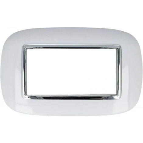 Placca Oval 504 4M Moduli Bianco Compatibile con Bticino Axolute