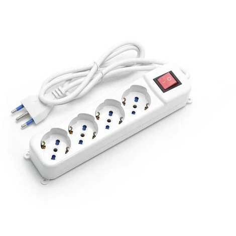 Ciabatta multipresa elettrica 4 posti con cavo da 3m &8211 4 Prese Schuko+Bipasso Aigostar