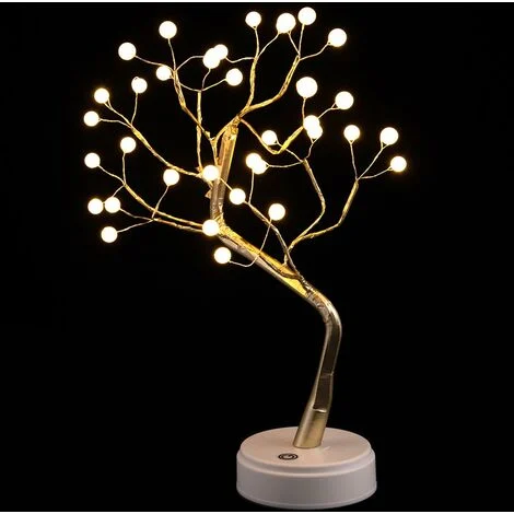 Lampada Tavolo Bonsai Albero 36 LED Luce Bianco Caldo Lume Moderno USB Batteria