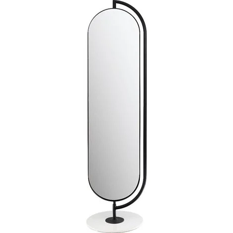 Specchio su piede con spazio portaoggetti e ganci L. 44 x H. 169 cm in Metallo Nero - TOMONO