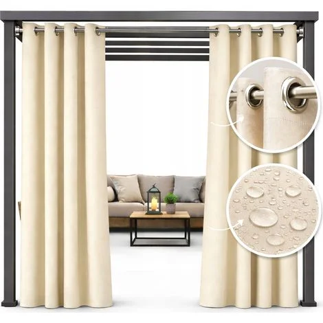 Tenda da esterno impermeabile 155x220 con occhielli per terrazzo o balcone, ecru