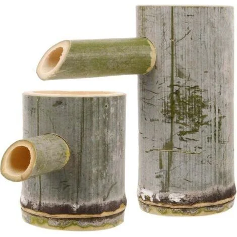 Set di 2 fontane in bambù, fontane da patio, fontane a cascata, fontane da giardino zen, fontane d'acqua per esterni, fontane d'acqua da giardino, pompa d'acqua manuale in bambù, ugello