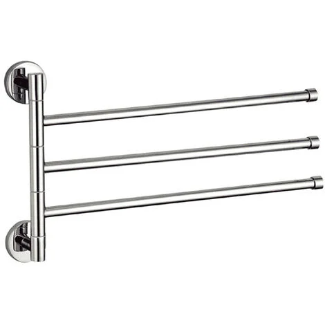 Porta Asciugamani a Parete da Bagno 3 Bracci in Acciaio Fissaggio con Viti o Senza Viti con Mastice Colla arredo Bagno