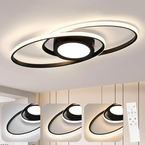 GBLY Plafonnier LED Plat Salon - 48W Dimmable Luminaire de Plafond Chambre avec Télécommande 3000K-6500K Design Moderne pour Chambre d’Enfant Cuisine Couloir Balcon ，Nior