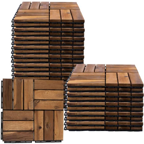 Piastrelle in legno acacia 30 x 30 piastrelle per terrazze Piastrelle in legno per terrazze sistema a incastro piastrelle , resistente alle intemperie, antiscivolo, H 1,9 cm, set da 30
