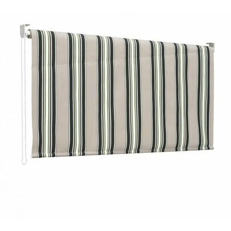 Tenda da sole a caduta, rullo avvolgibile con catenella L 150 H 250cm Fredi righe verde, grigio bianco