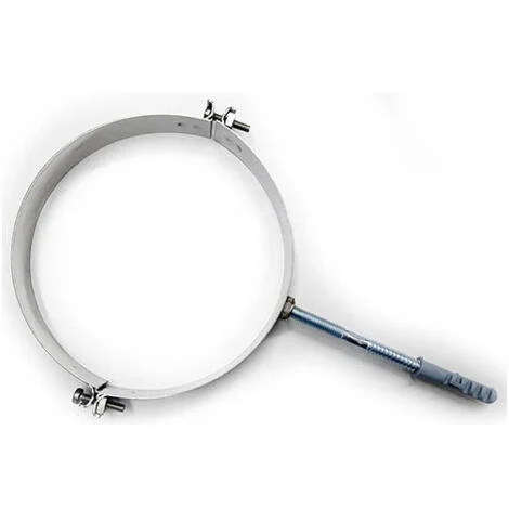 Fascetta murale con collare e tassello acciaio INOX lucido DN180 canna fumaria, tubo acciaio inox 316